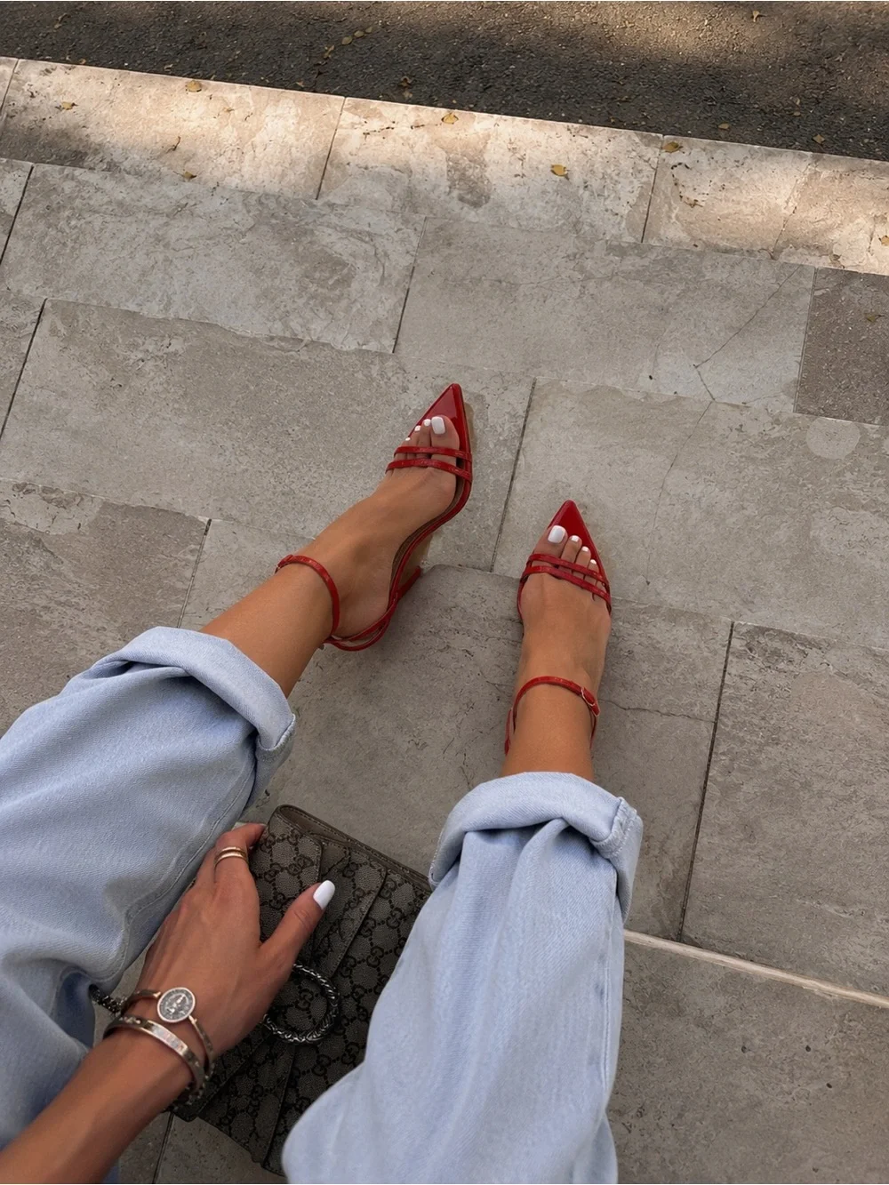 Rare Find PrettyLittleThing Red Strappy Ankle-Tie Pointed Pumps